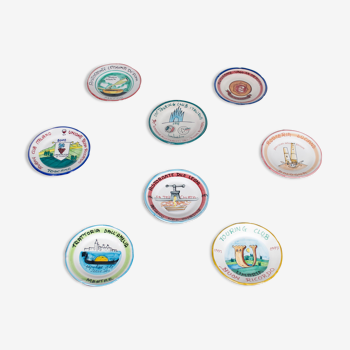 Series of 8 plates ceramica vietri sul mare solimene years 70' to 90'