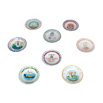 Series of 8 plates ceramica vietri sul mare solimene years 70' to 90'