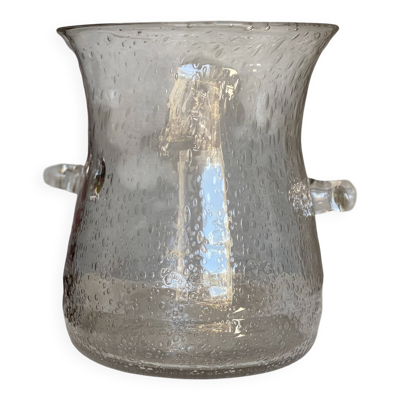 Rafraîchissoir verre bullé vintage 1960 seau à bouteille biot