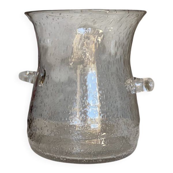 Rafraîchissoir verre bullé vintage 1960 seau à bouteille biot