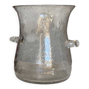 Rafraîchissoir verre bullé vintage 1960 seau à bouteille biot