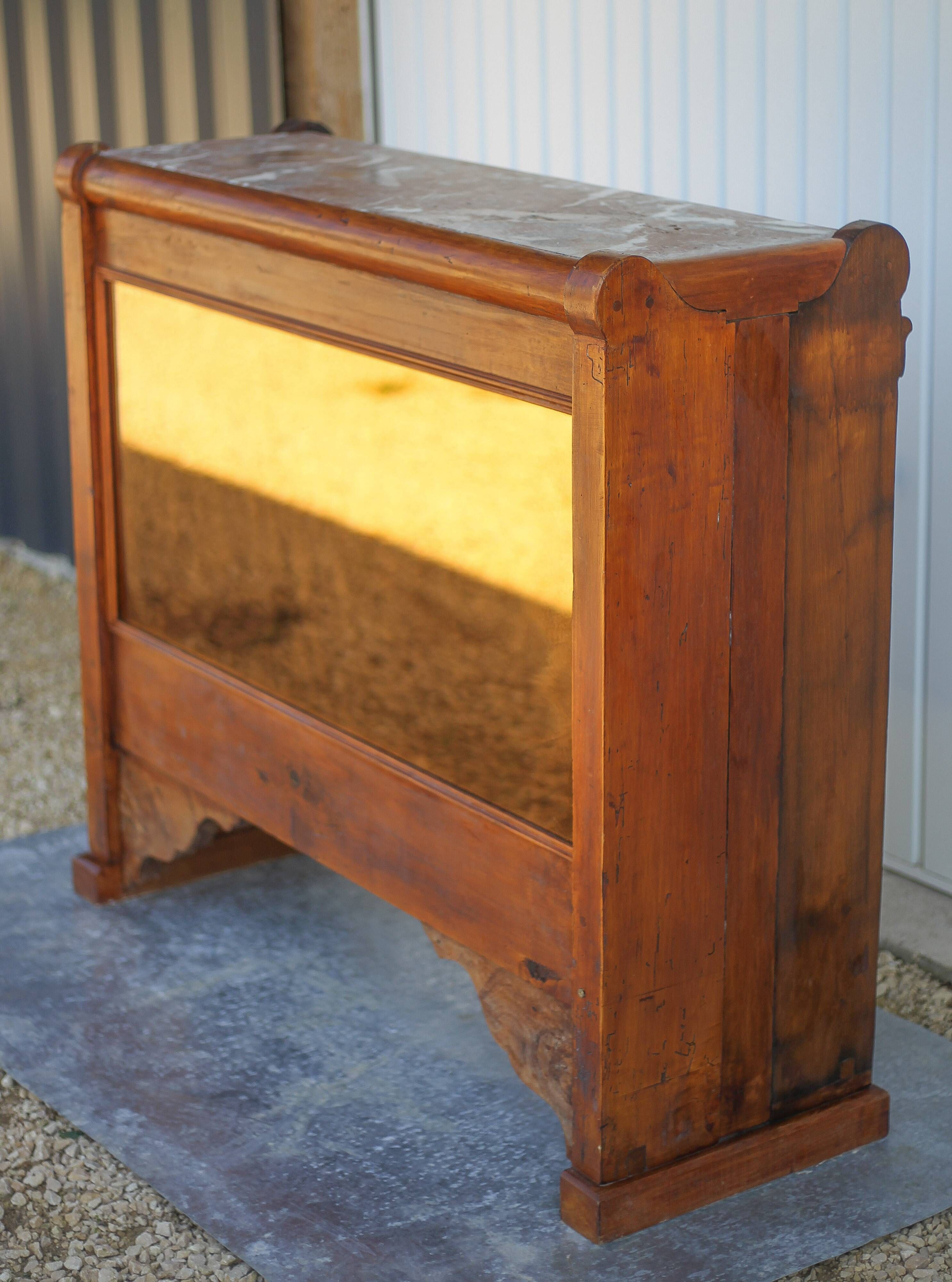 Handcrafted wooden bar, mirror bar and marble slab, wooden furniture