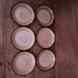 6 deep plates in Grés Salins Marrons swirls