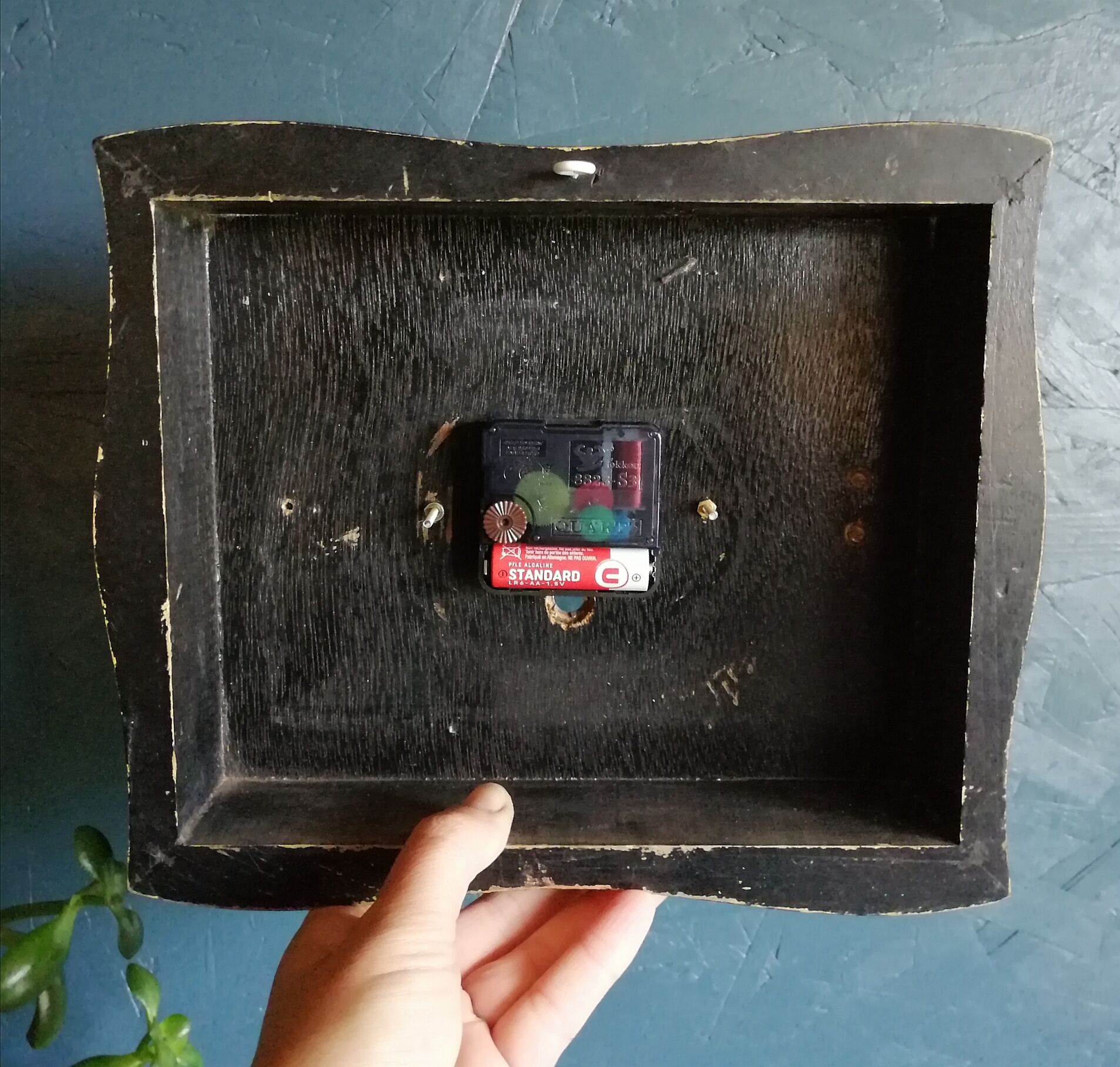 Formica vintage silent rectangular wall clock "black green"