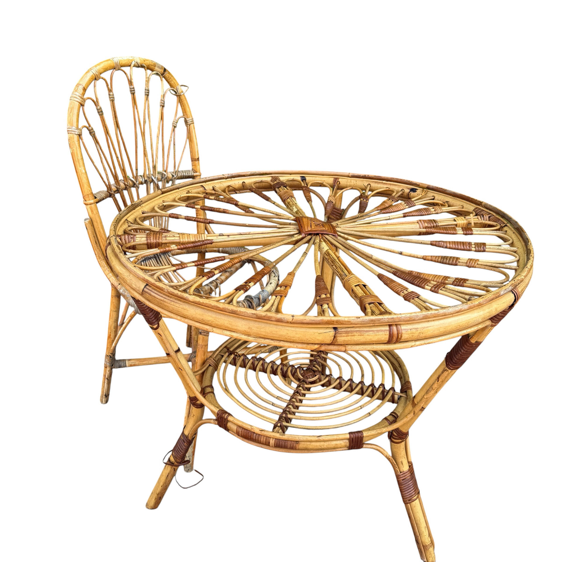 1950s rattan table from France