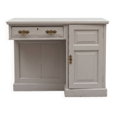 Bureau ancien en bois massif – Style campagne / shabby chic – 1 tiroir et 2 placards