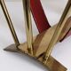 Brass and leather magazine holders, France, 50s