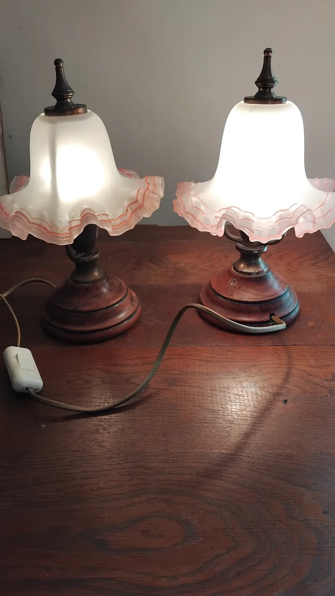 Set of two Art Nouveau bedside lamps.