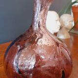 Free-form violet carafe from the 60s in bubble blown glass