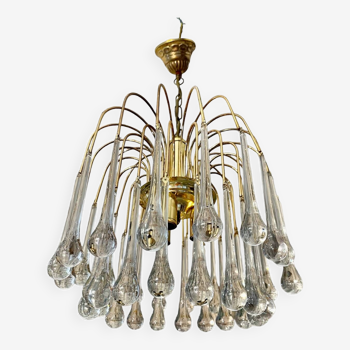 Venini murano glass drop chandelier, Italy 1970