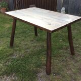 Brutalist vintage table in solid oak