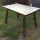 Brutalist vintage table in solid oak