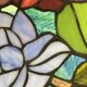 Tiffany-style floral stained glass pendant light in brass D40cm