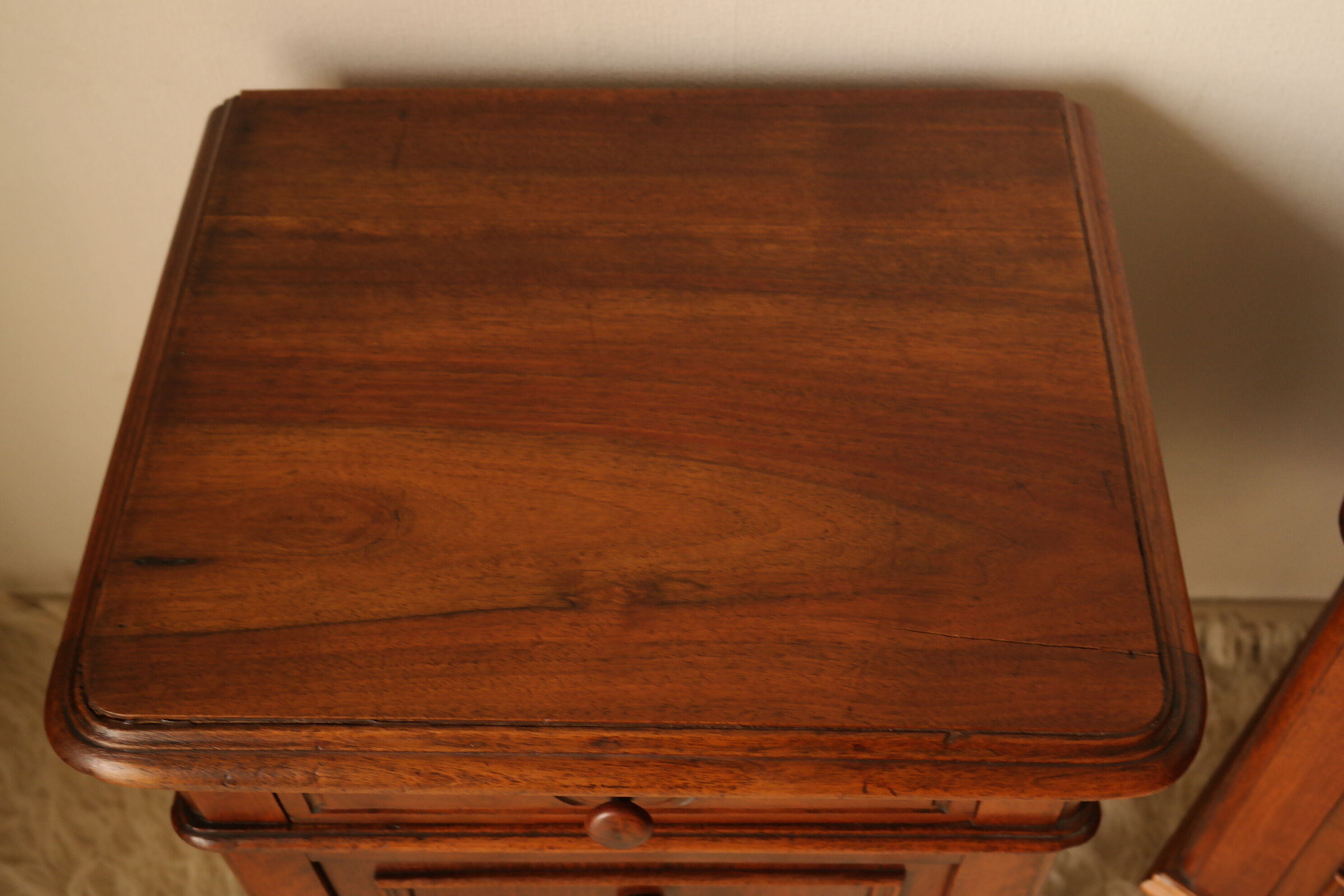 Pair of old walnut bedsides