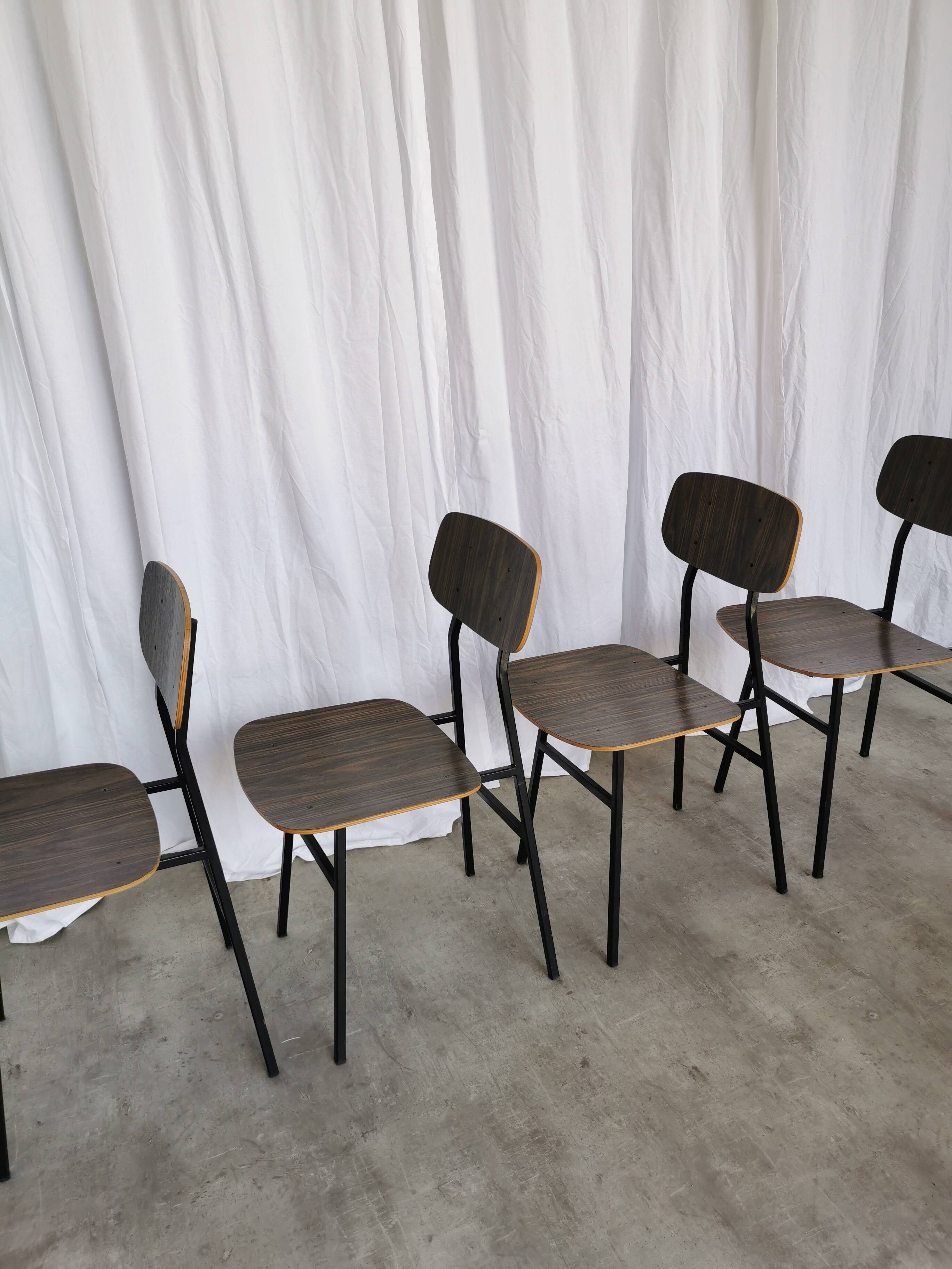 Vintage Industrial School Chairs - STOL Kamnik - 70s Yugoslavia - Set of 4