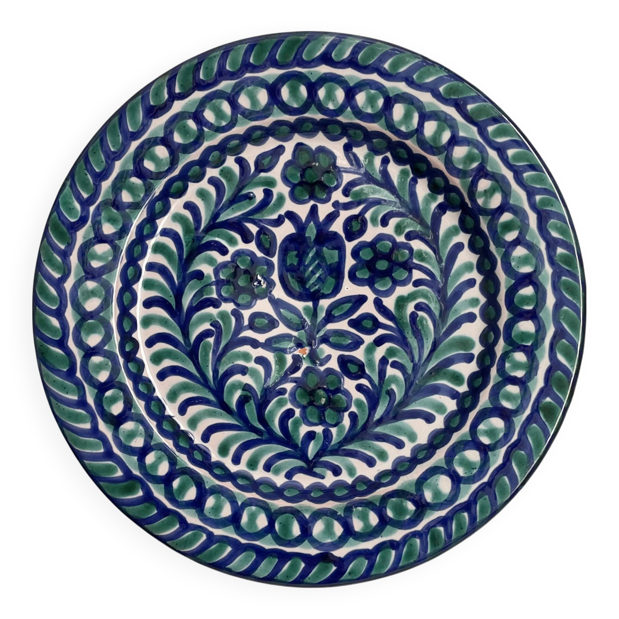 Assiette plate émaillée Fajalauza