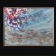 Huile sur toile originale suédoise – "Composition" par Keiko Ryu – Signée – Vintage et encadrée