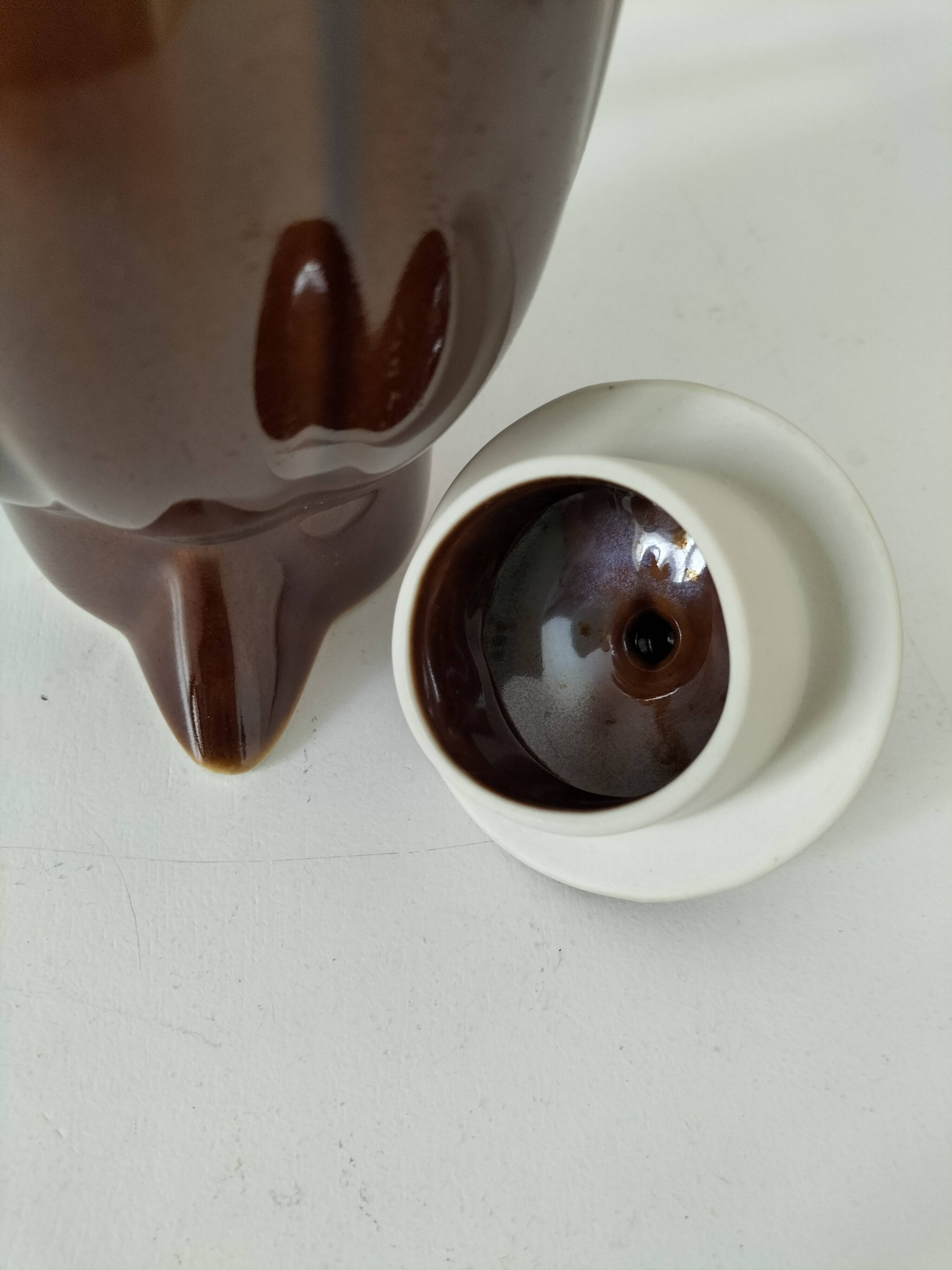 Vintage chocolate glazed stoneware teapot