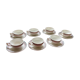 7 tasses Saint Amand vert et rouge modèle Céranord style basque en porcelaine idéal café ou thé