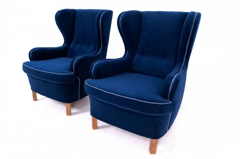 Wingback armchairs, Northern Europe, mid-20th century.