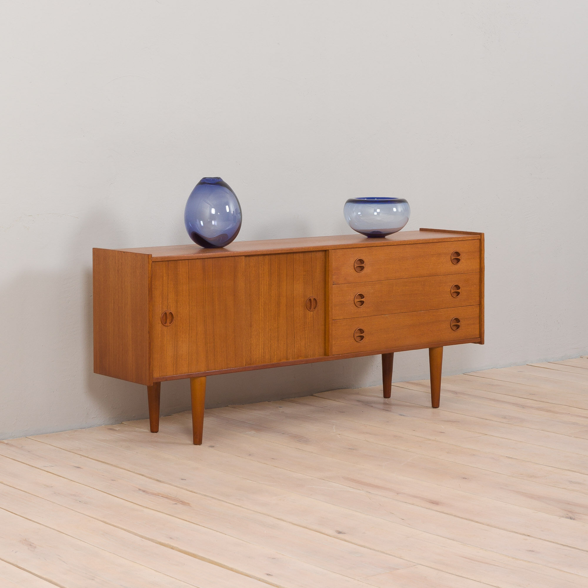 Vintage Scandinavian sideboard with 3 drawers and sliding doors, 1960s
