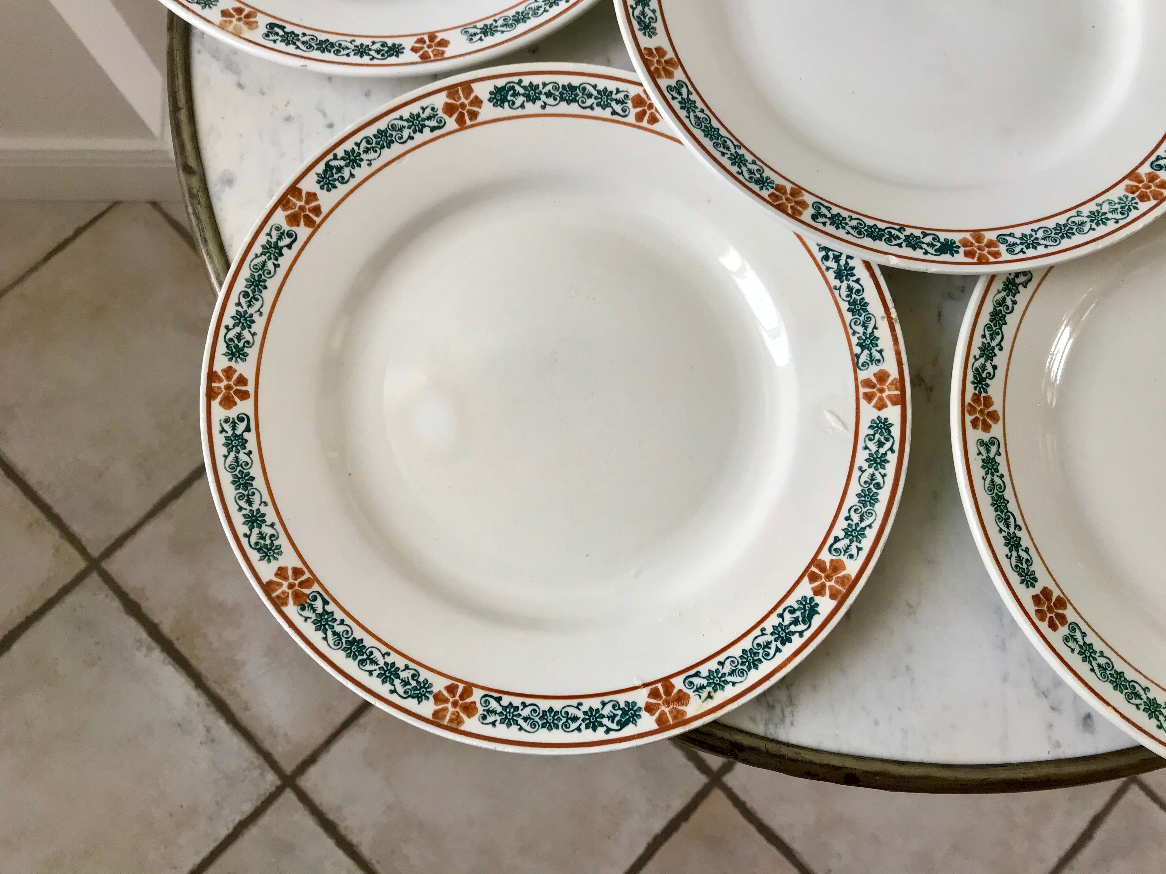 lot of 6 hollow plates Terre de Fer St Amand model "Molière" XXth