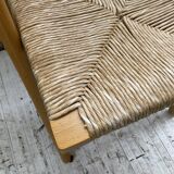 Beech and straw folding chair from the 80s