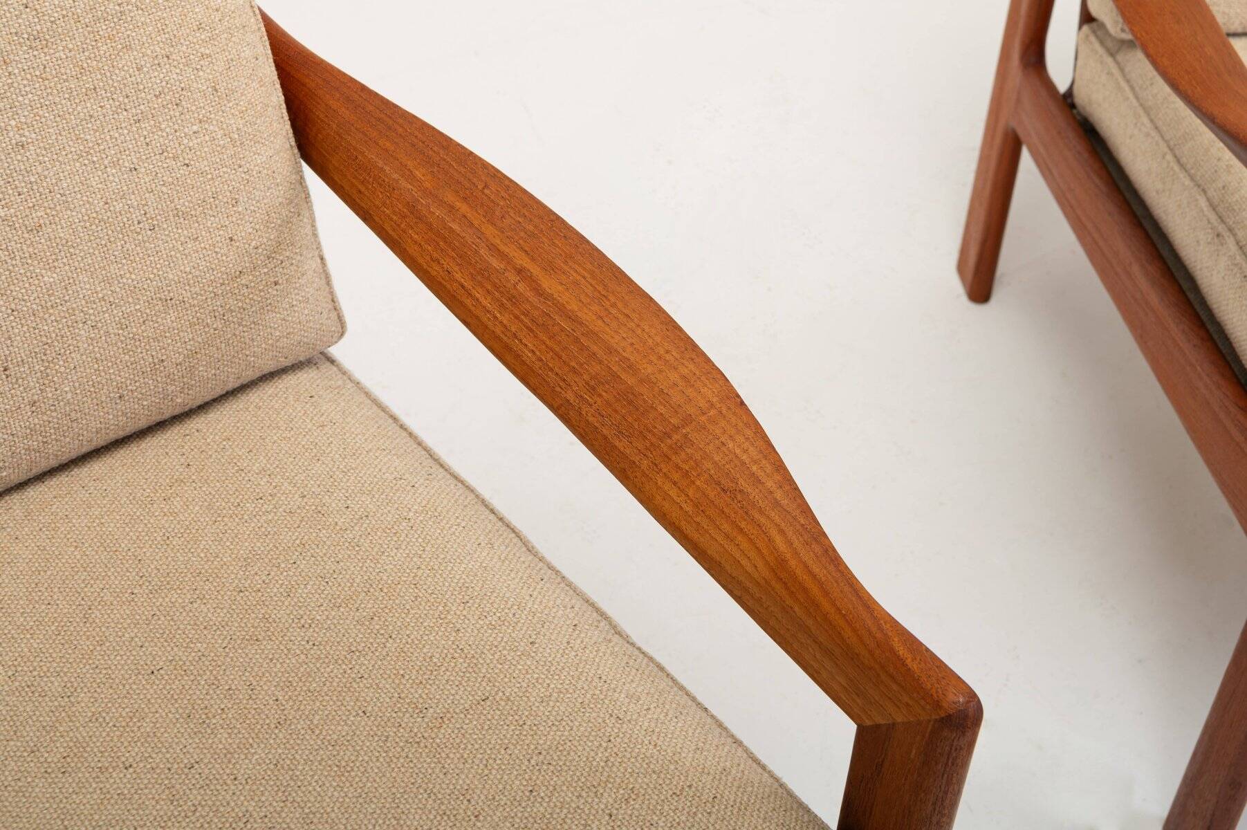 Easy chairs and ottoman by Illum Wikkelsø for Niels Eilersen, Denmark, 1960s, set of 3
