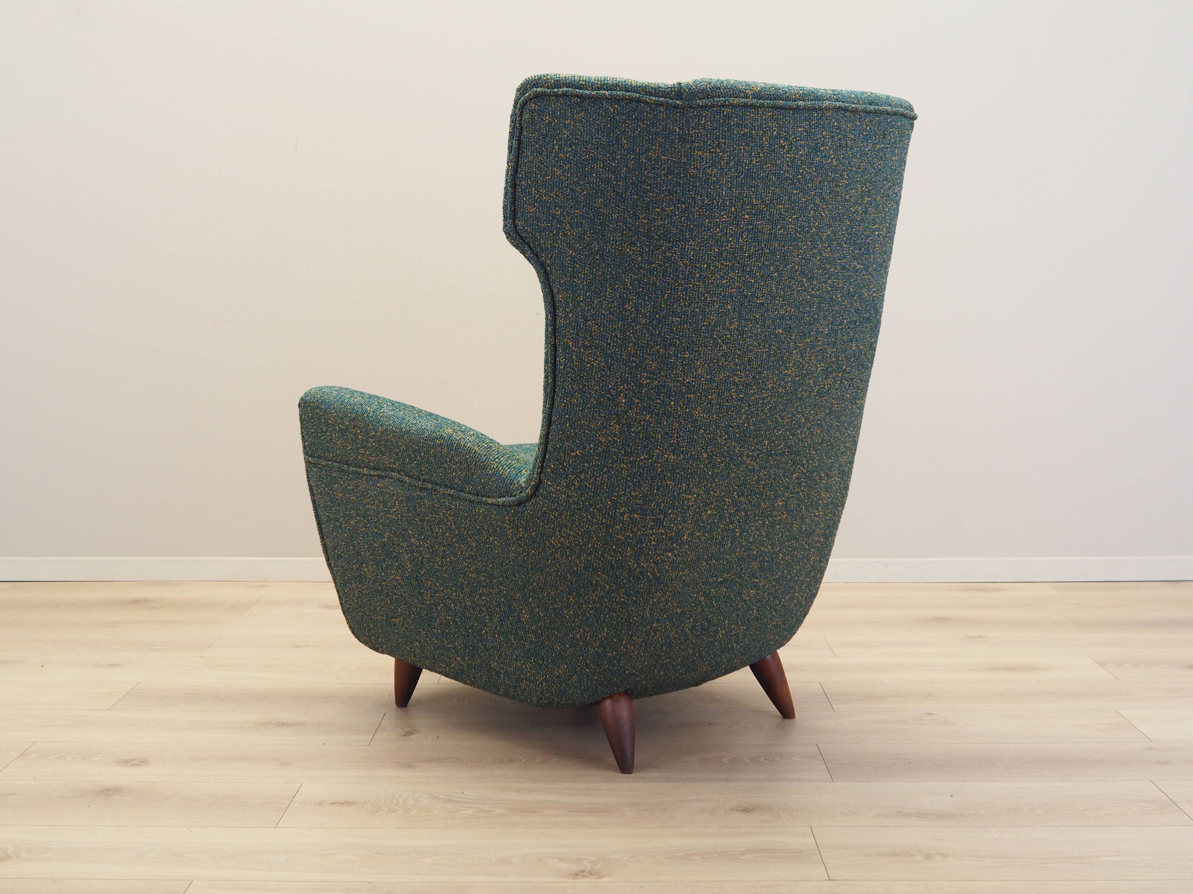 Fauteuil vert, design italien, années 1970, production : Italie