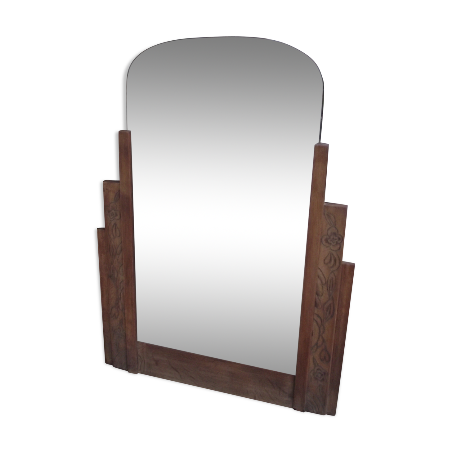 Mirror bevelled art deco raw oak 68x90cm