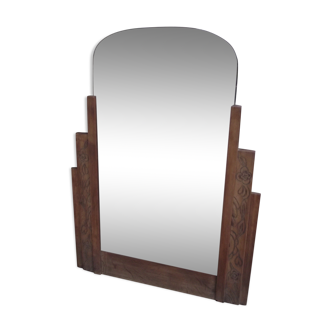 Mirror bevelled art deco raw oak 68x90cm