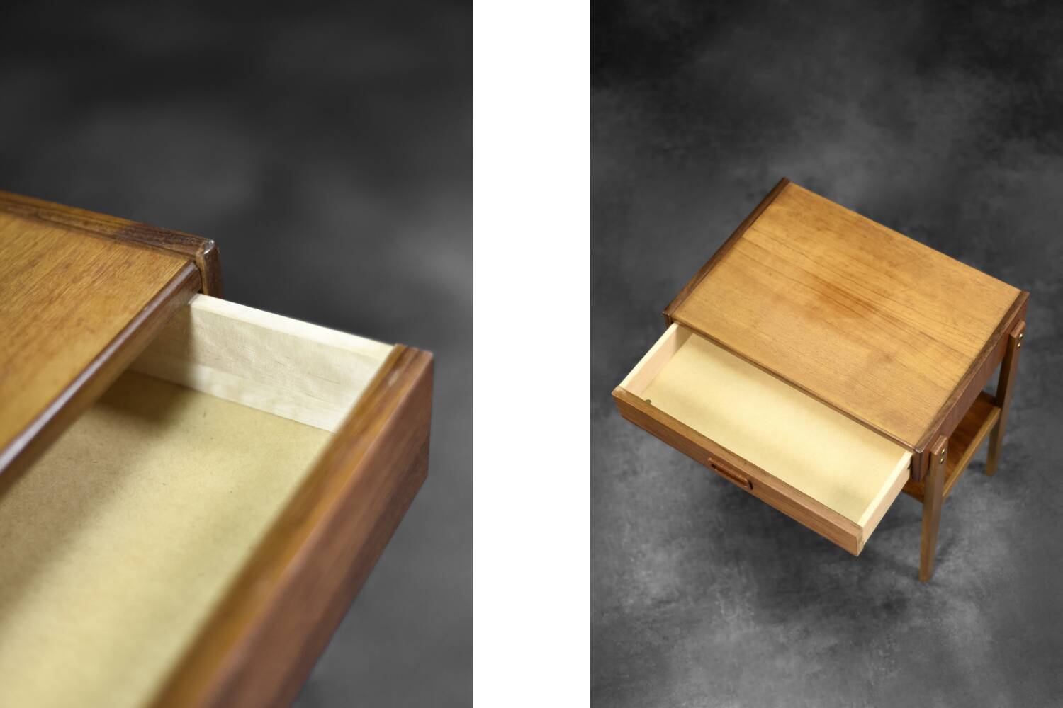 Vintage Mid-Century Scandinavian Modern Teak Nightstands, 1960s, Set of 2