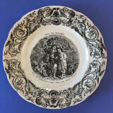 Set of 6 talking plates Sarreguemines "Paul and Virginie"