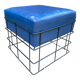 Square stool in black lacquered steel wire and blue leatherette circa 1970