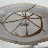 Art Deco service, porcelain with platinum, Kintsugi restoration.