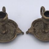 Pair of vintage brass table candlesticks