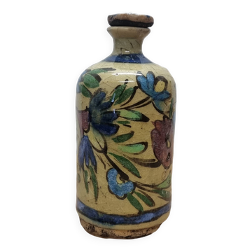 Bouteille ronde antique en céramique persane Qajar, vers 1900