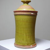 Decorative pot vintage two-tone glazed stoneware spice box handmade signed