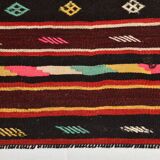 5x9 Wine Red Vintage Kilim Area Rug, 143x275Cm