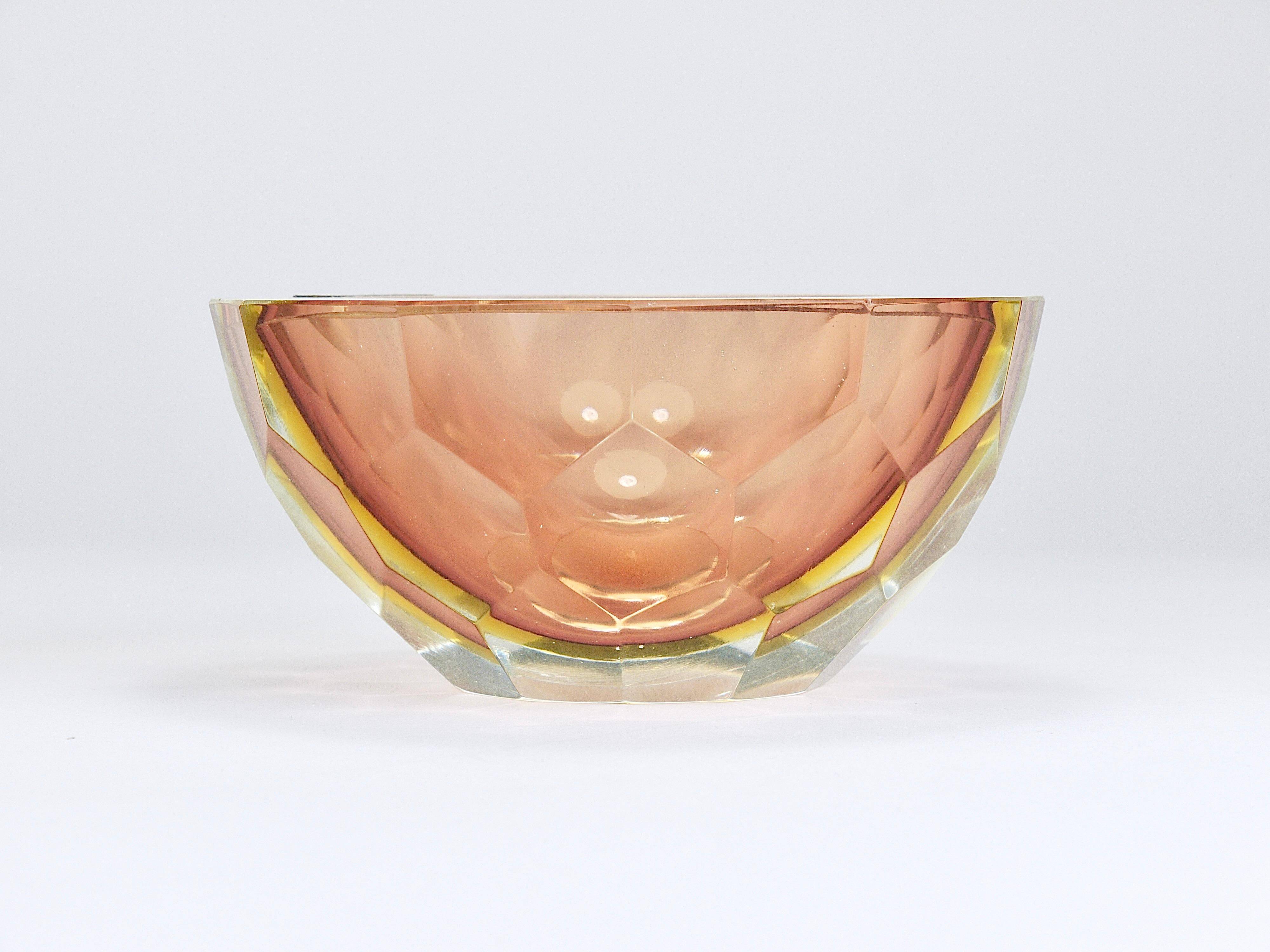 Large Faceted Murano Glass Bowl for Caviar, Italy, 1960s