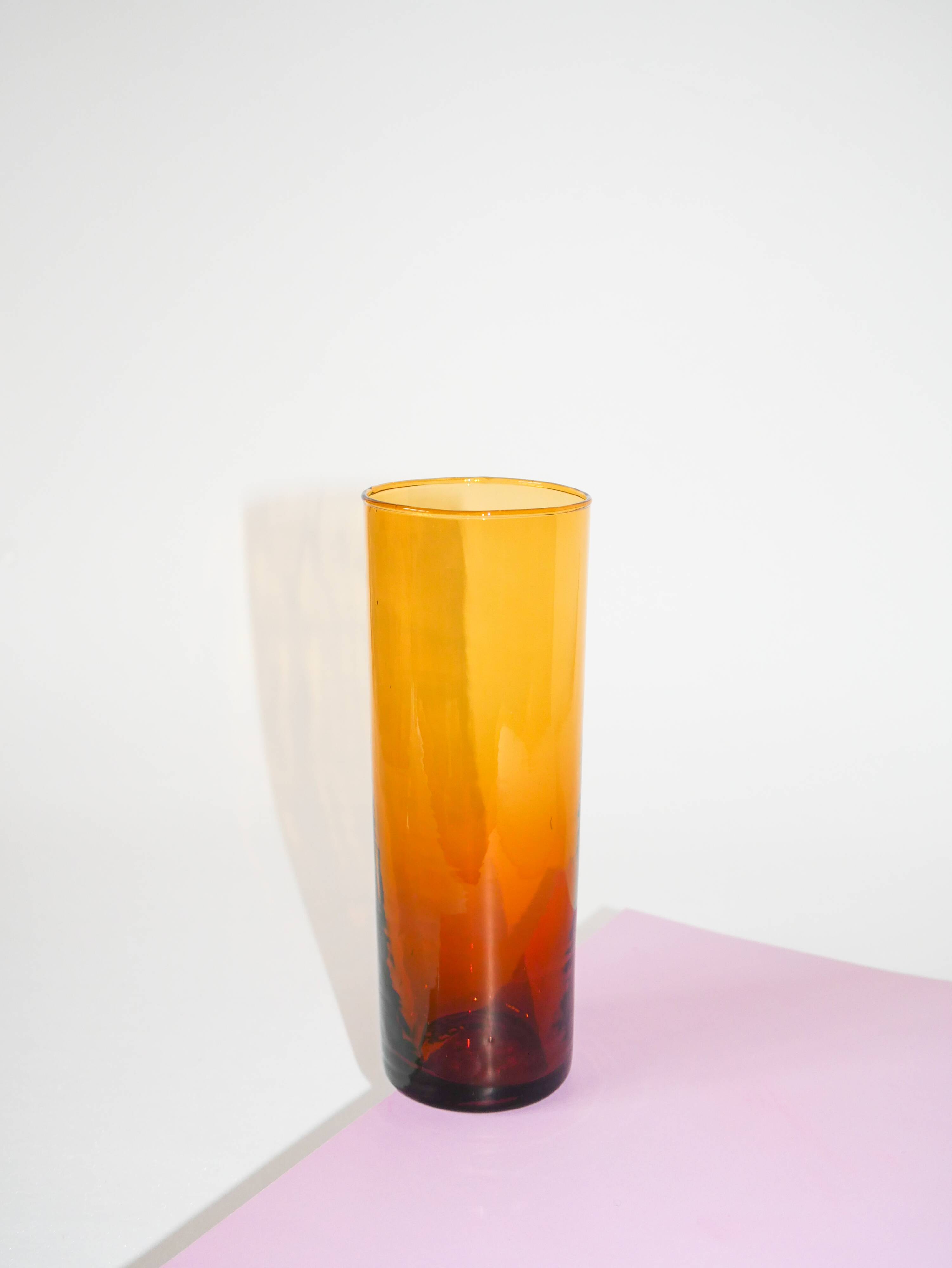 Set of 5 amber Long Drink glasses, 1970