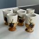 Set of 6 vintage ceramic footed coffee cups – artisanal style