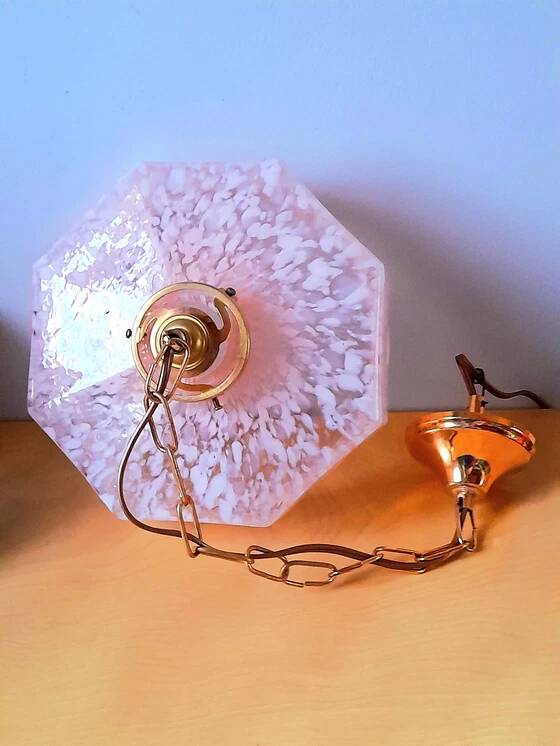 Art Deco glass pendant from Clichy in pink