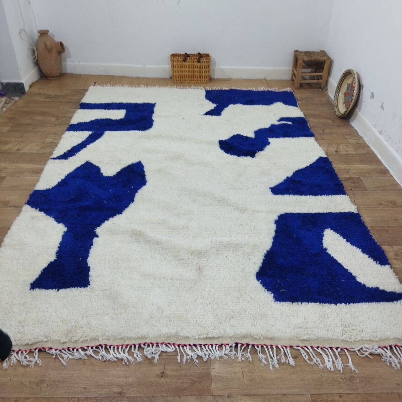Azilal Vintage Rug 300x200 cm - Blue Abstract Patterns