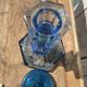 Bougeoirs vintages en verre épais bleu et turquoise