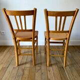 Set of 5 Luterma light blond wood bistro chairs from the 50s