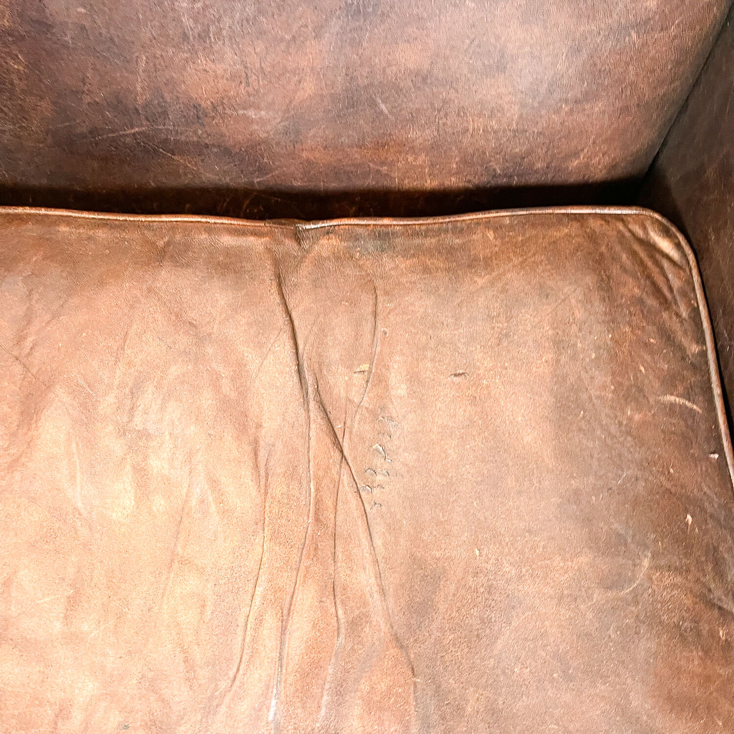 Vintage Sheep leather wagon wheel clubchair Holten