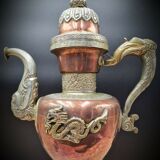 Tibetan ceremonial copper teapot aftaba dragon ewer