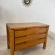 Antique solid elm chest of drawers, French design from the 60s, Maison Regain vintage