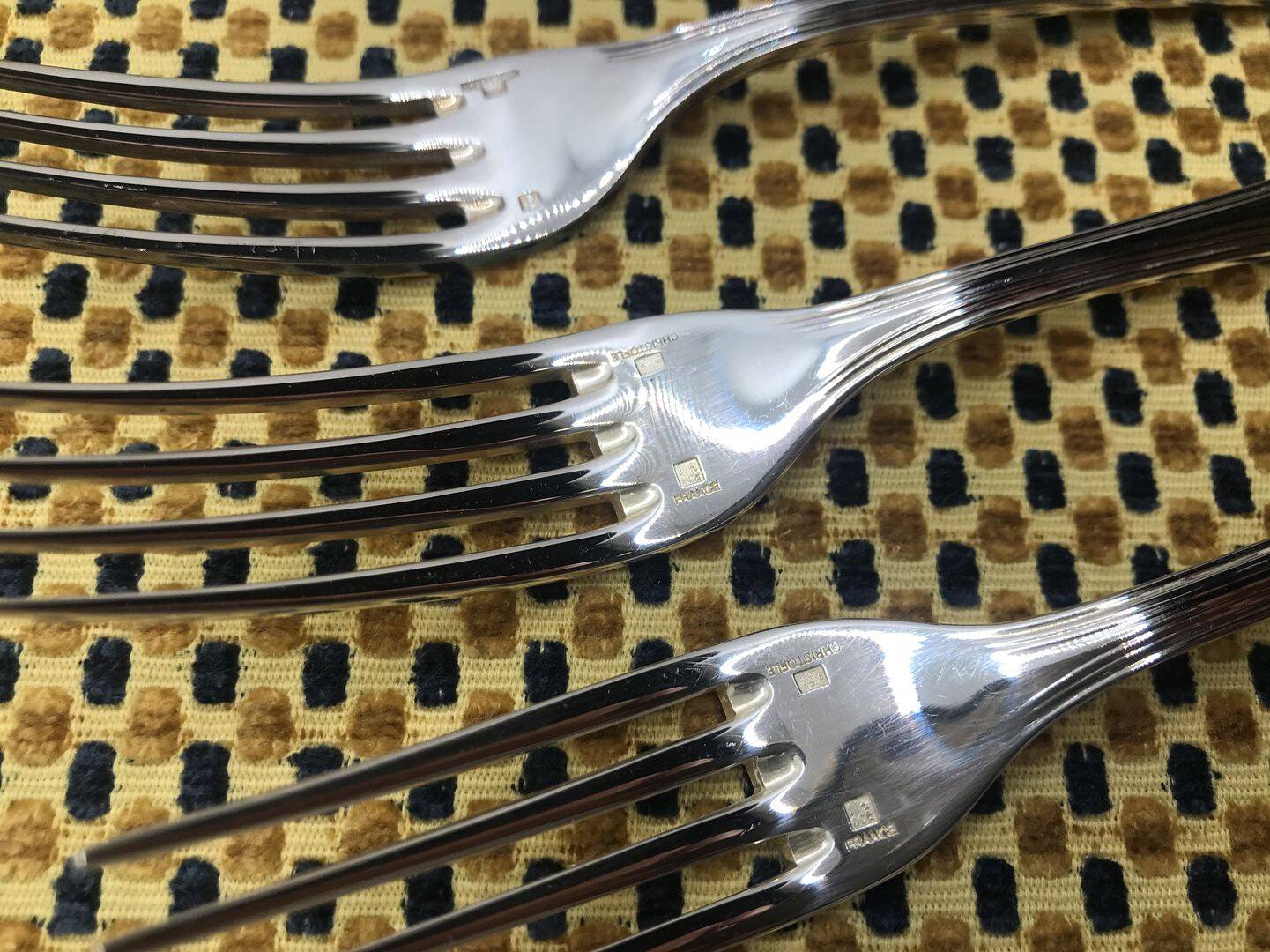 Set of 3 silver-plated dessert forks from Christofle and Spatours